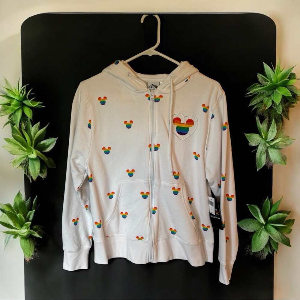 Disney Pride Collection White Hoodie with Rainbow Accents